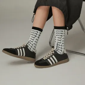 Color Lettering Jacquard High Socks