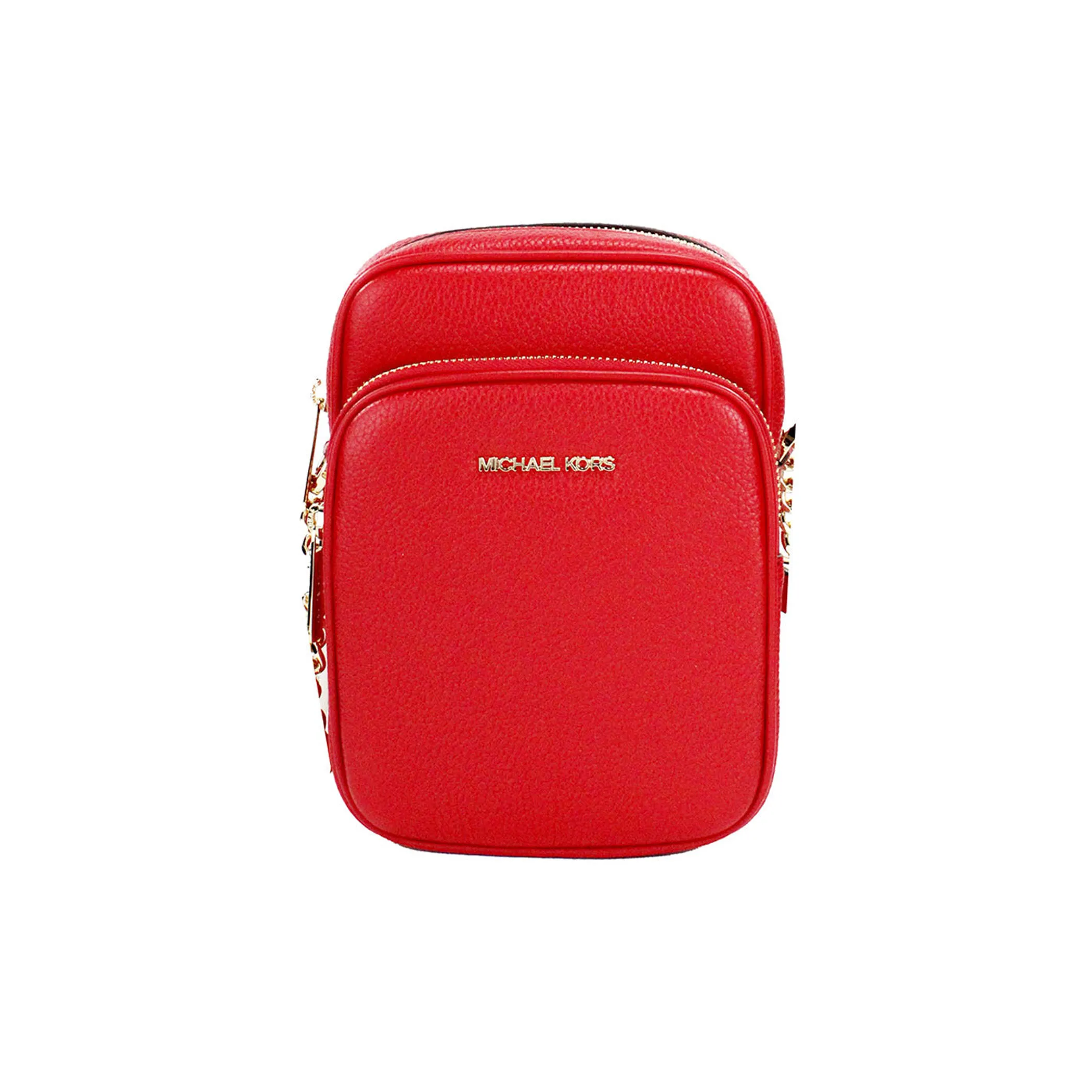 Michael Kors Flight Red Leather North South Chain Crossbody
