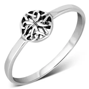 Thin Round Celtic Trinity Knot Silver Ring